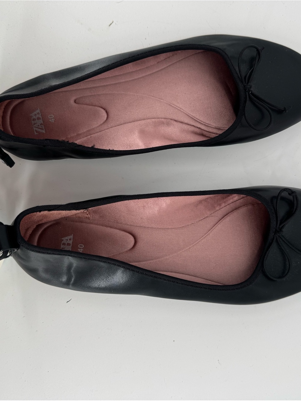 Zara Black Ballet Flats with Pink Insole